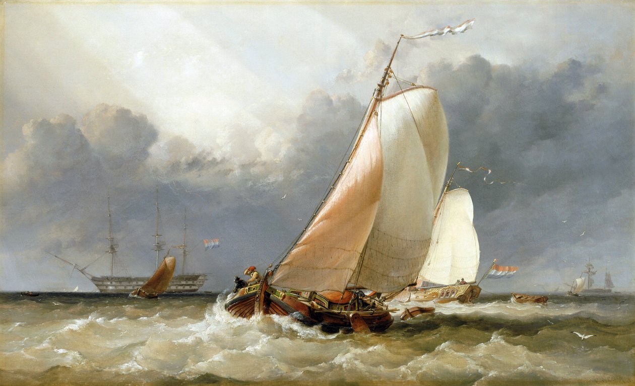 Voilier hollandais naviguant sur le Zuiderzee (Hollande) - Edward William Cooke