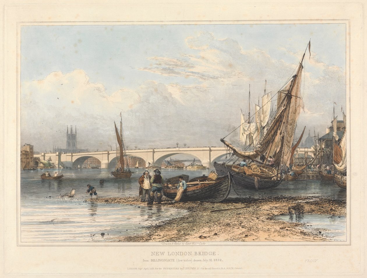 Nouveau pont de Londres depuis Billingsgate (marée basse) - Edward William Cooke
