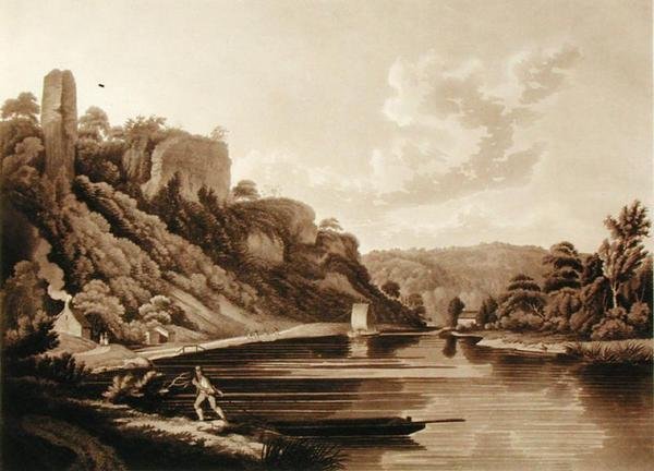 Vue du nouveau barrage sur la rivière Wye, planche 11 de Vues de la rivière Wye, gravé par F. Jukes, 1800 - Edward (after) Dayes
