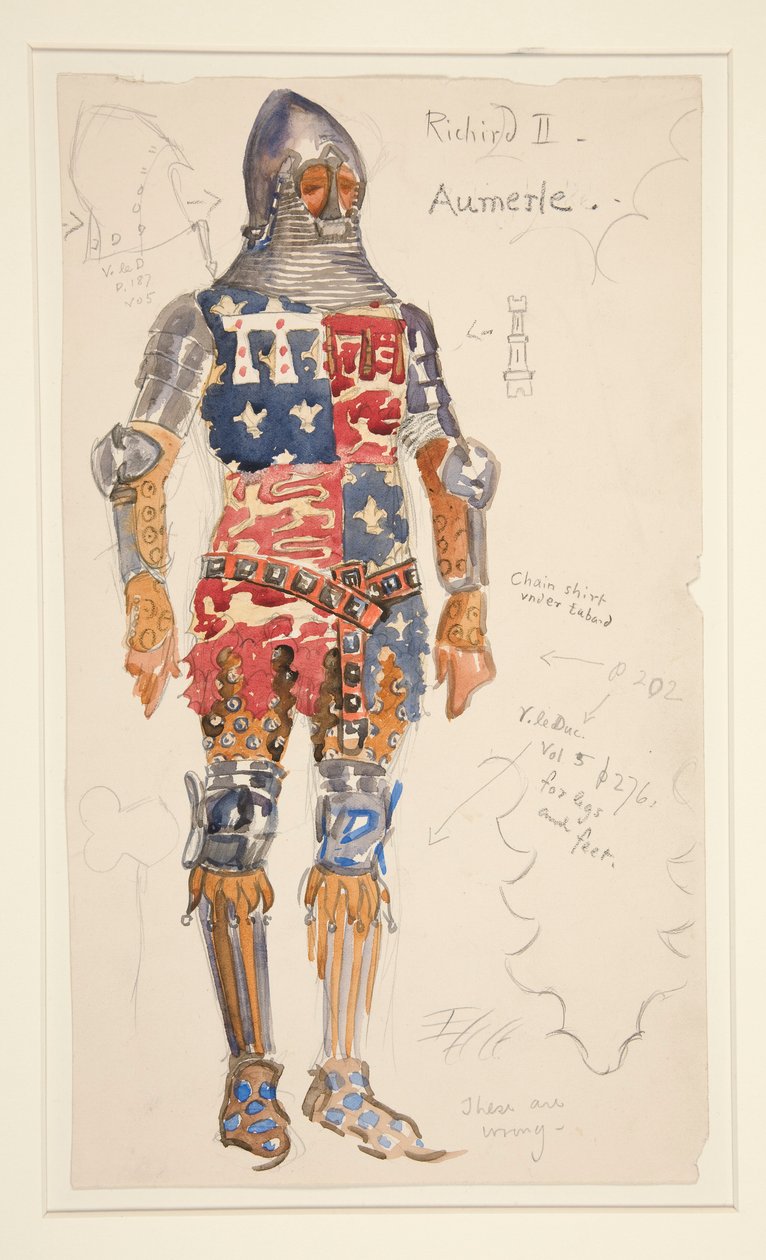 Aumerle (armé), croquis de costume pour Henry Irving - Edwin Austin Abbey
