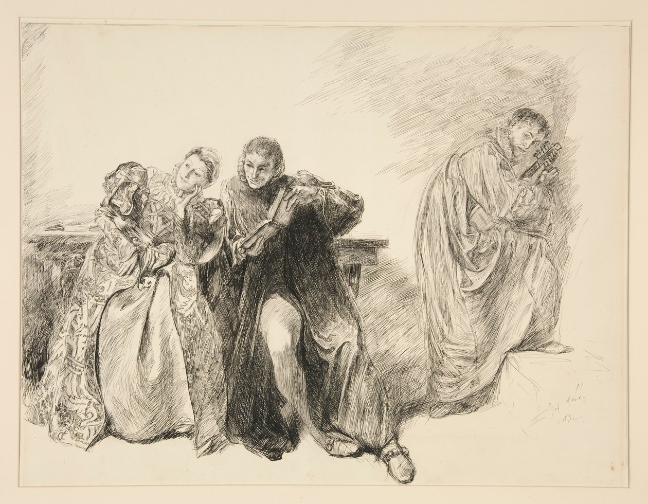 Bianca et Lucentio, Acte III, Scène i, La Mégère apprivoisée - Edwin Austin Abbey