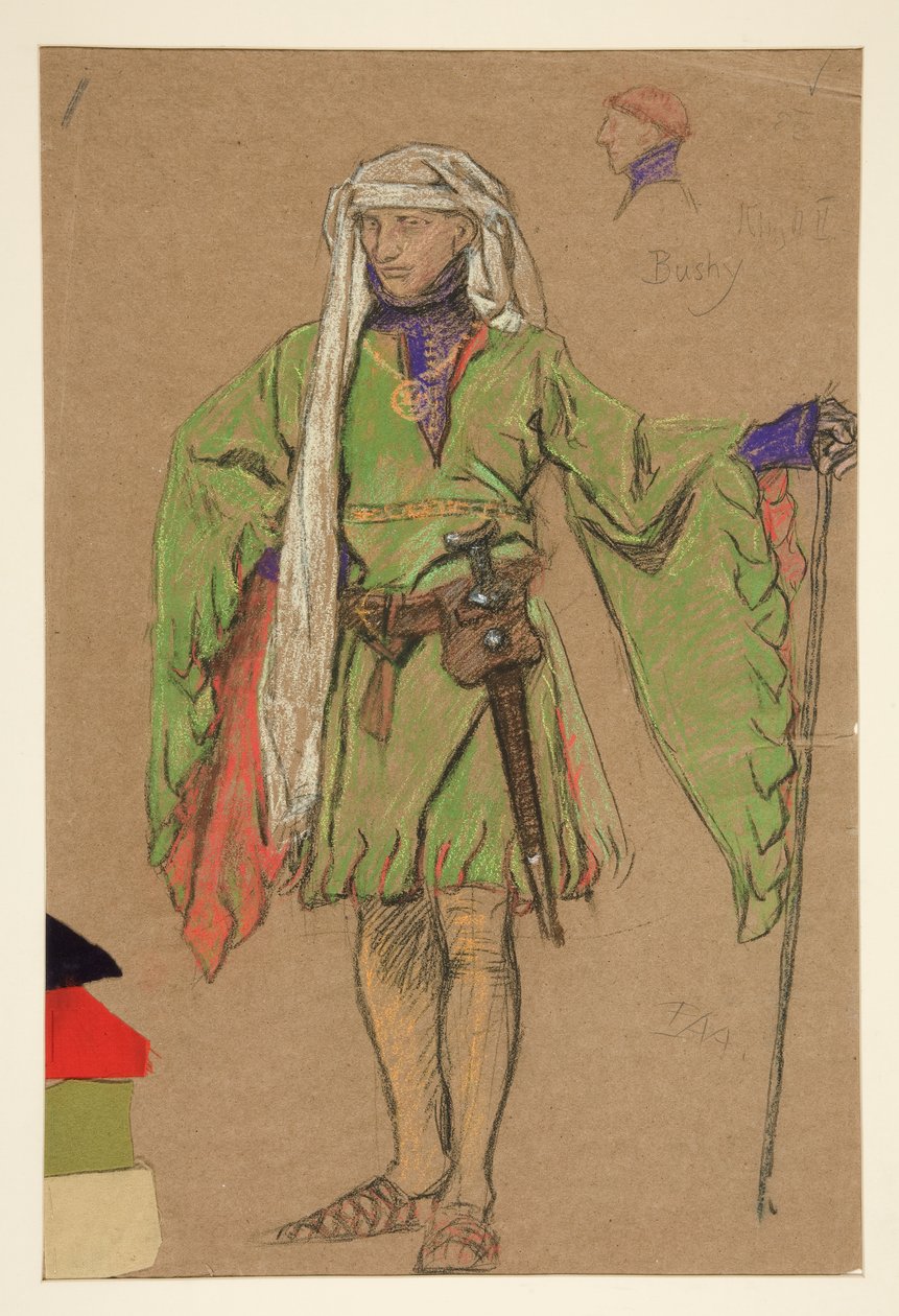Bushy, croquis de costume pour Richard II - Edwin Austin Abbey