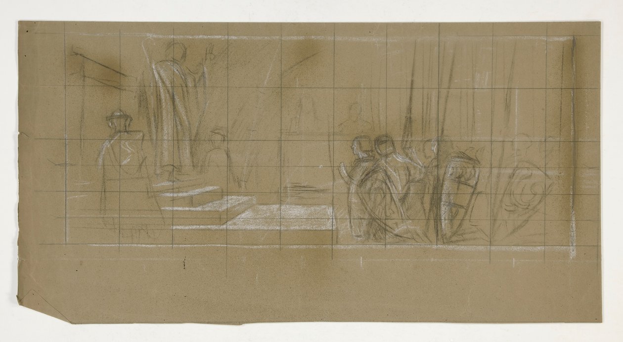 Étude de composition pour Le Départ, de La Quête du Saint Graal (une série de quinze peintures pour la Bibliothèque publique de Boston, achevée en 1901) - Edwin Austin Abbey