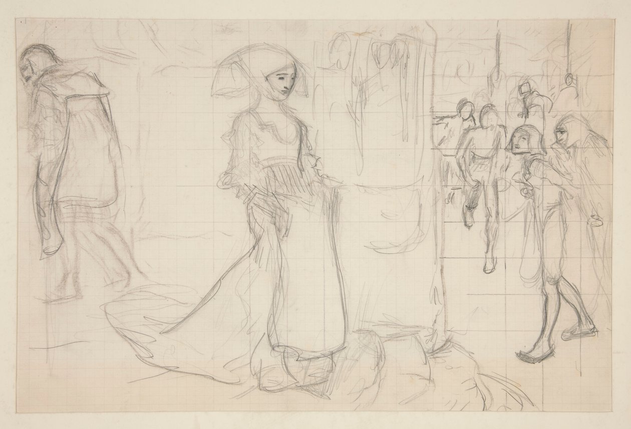 Étude de composition pour le tableau Faust et Marguerite - Edwin Austin Abbey