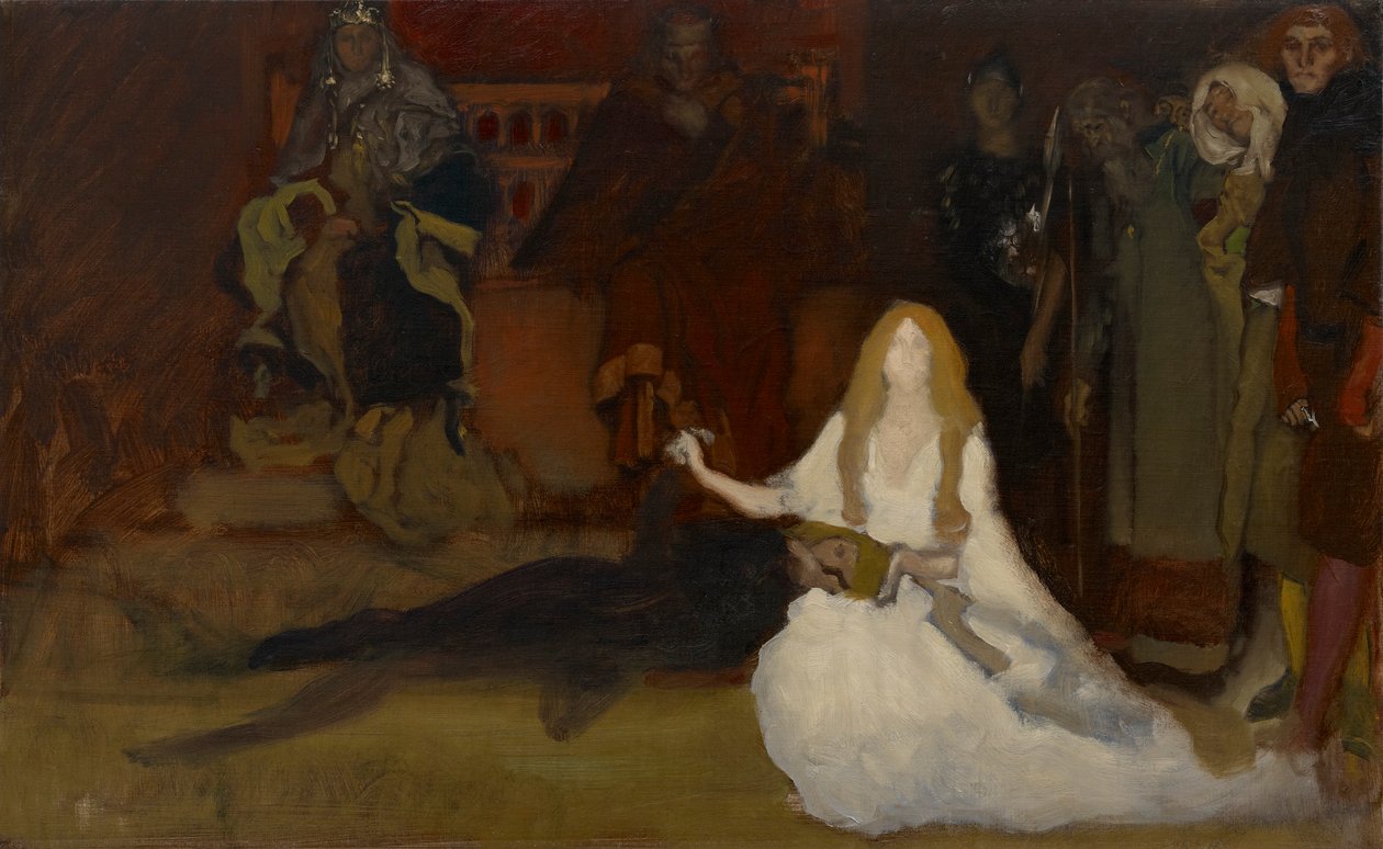 Étude de composition pour La Scène de la pièce dans Hamlet, Acte III, Scène II - Edwin Austin Abbey
