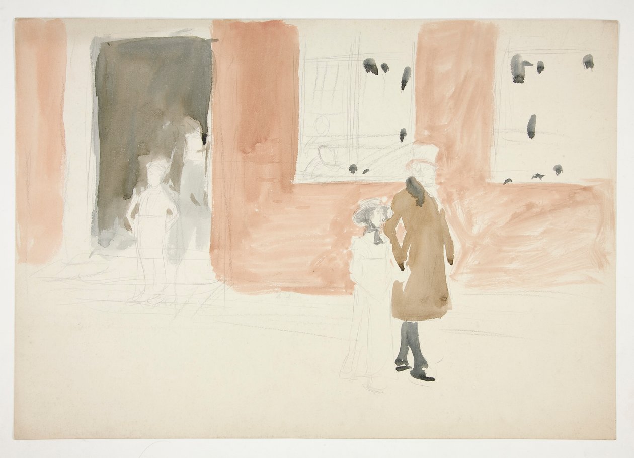 Couple se promenant - (illustration non identifiée) - Edwin Austin Abbey