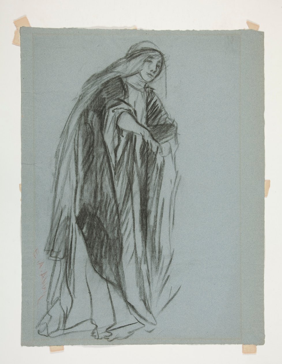 Étude de figure pour le Château des Demoiselles, de La Quête du Saint Graal - Edwin Austin Abbey