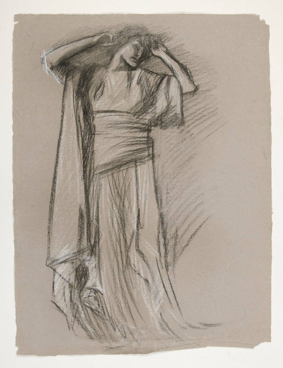 Étude de figure pour le Château des Demoiselles (?), de La Quête du Saint Graal (une série de 15 peintures pour la Bibliothèque publique de Boston, achevée en 1901) - Edwin Austin Abbey