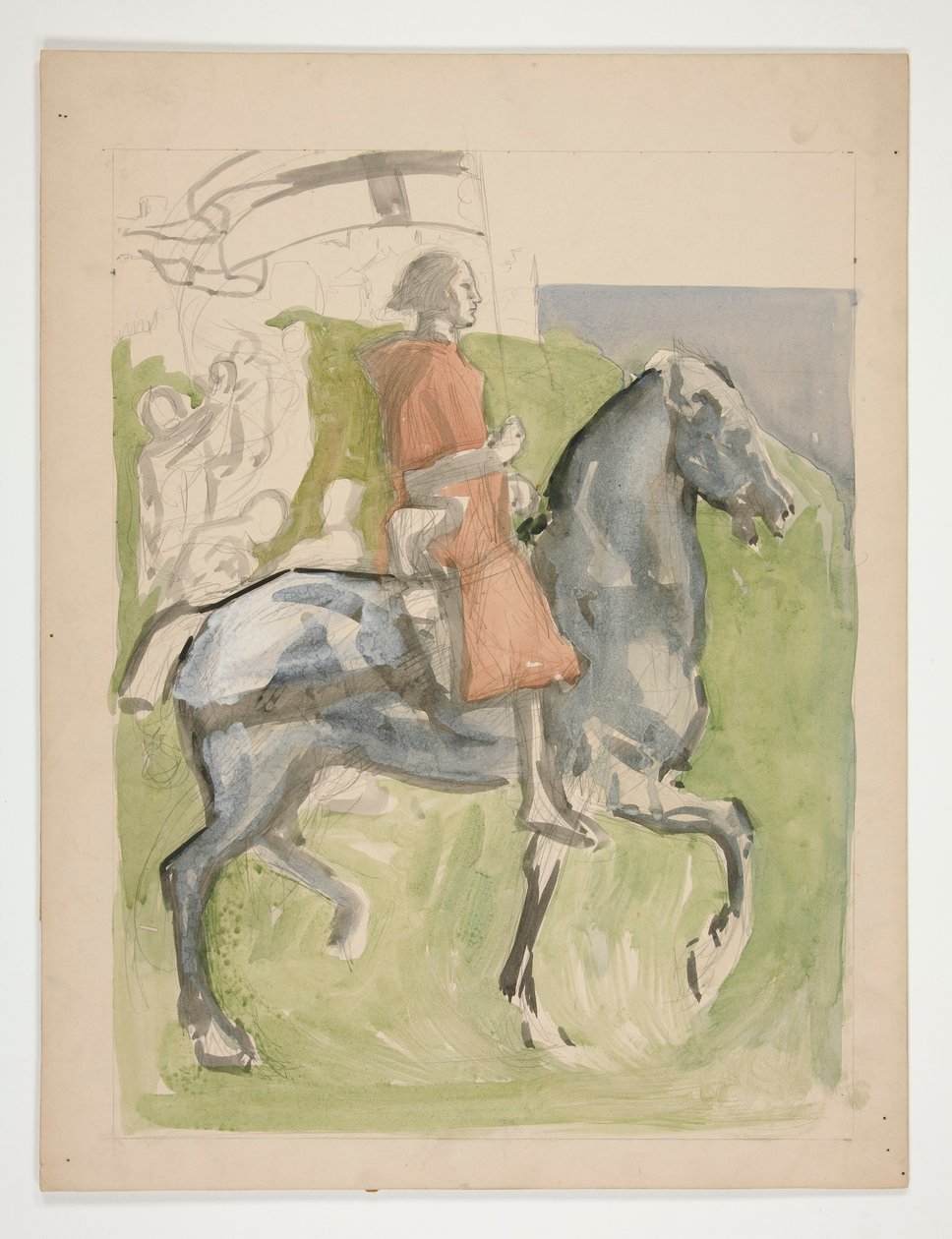 Galahad part, étude pour La Quête du Saint Graal (série de quinze peintures pour la Bibliothèque publique de Boston, achevée en 1901) - Edwin Austin Abbey