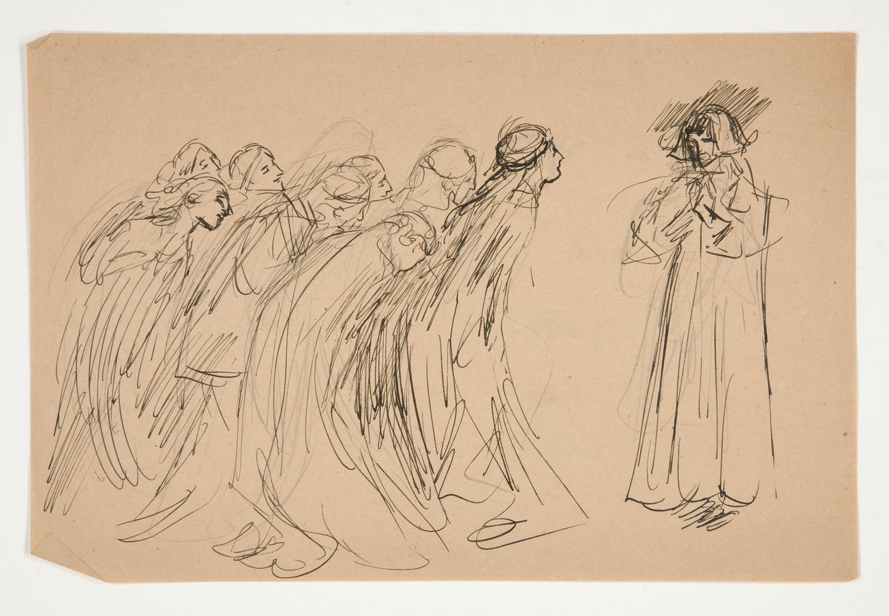 Galahad et les Vertus Captives, étude pour La Quête du Saint Graal (série de quinze peintures pour la bibliothèque publique de Boston, achevée en 1901) - Edwin Austin Abbey