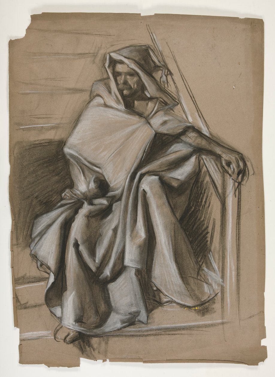 Série du Saint Graal. Étude de figure en capuche. - Edwin Austin Abbey