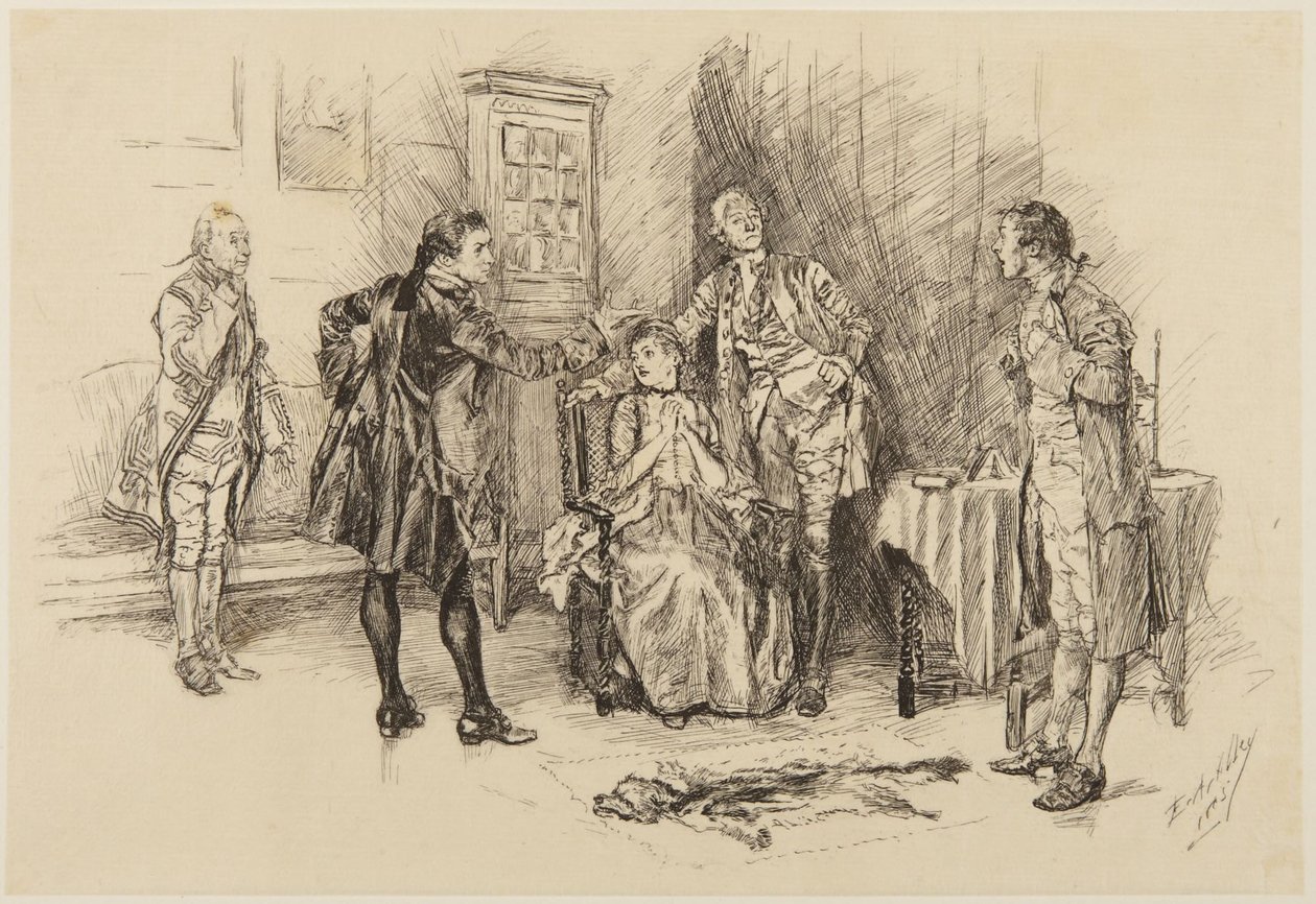 Illustration tirée de *She Stoops to Conquer* de Goldsmith : « Était-ce bien fait, monsieur, de contribuer à me rendre ridicule  » - Edwin Austin Abbey