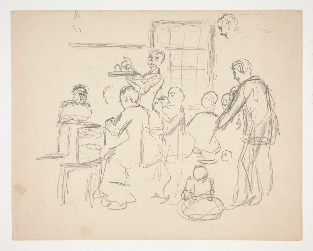 Scène de restaurant intérieur (?) - illustration non identifiée - Edwin Austin Abbey
