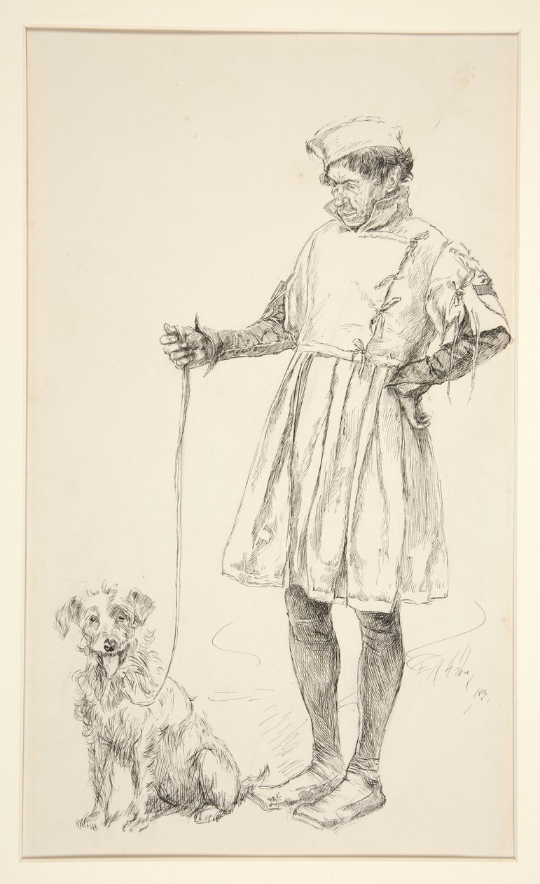 Launce et son chien, Acte IV, Scène iv, Les Deux Gentilshommes de Vérone - Edwin Austin Abbey