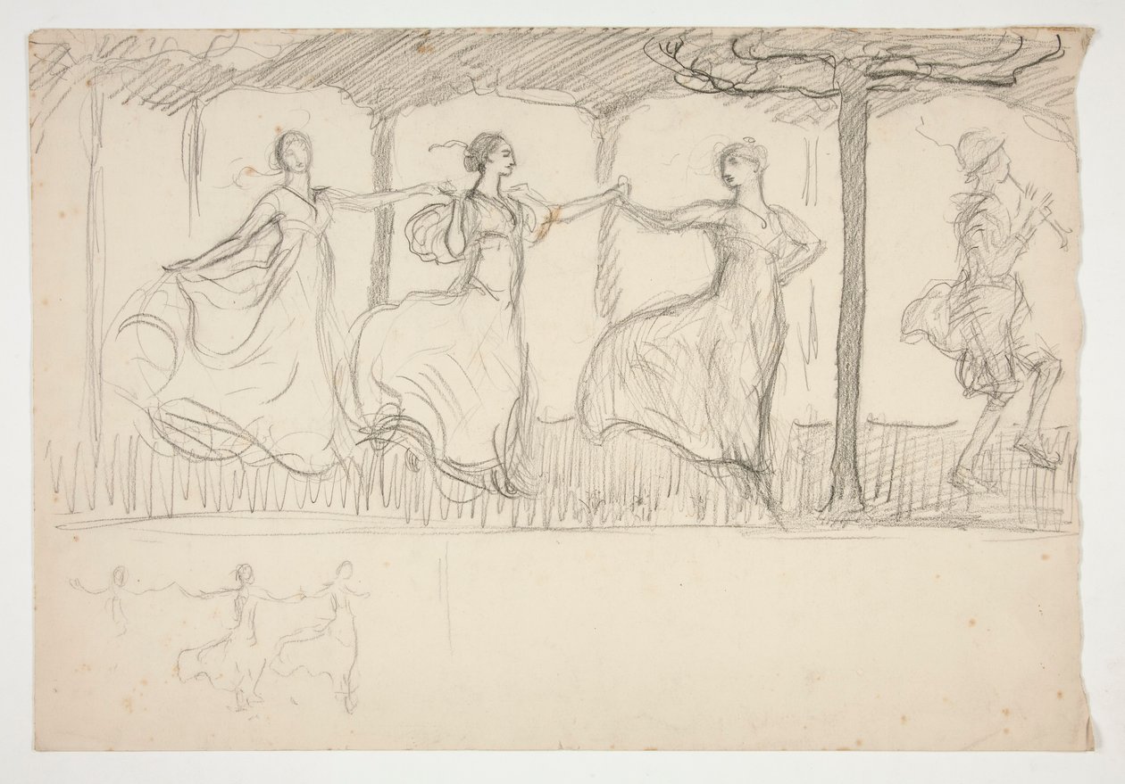 Ligne de femmes dansant - (illustration non identifiée) - Edwin Austin Abbey