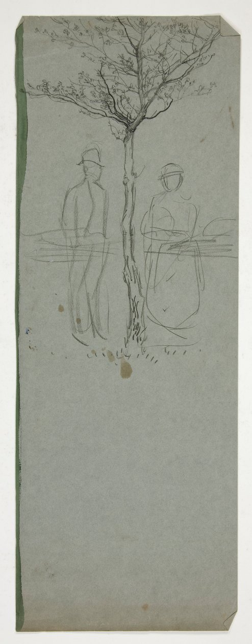 Homme et femme sous un arbre - (illustration non identifiée) - Edwin Austin Abbey