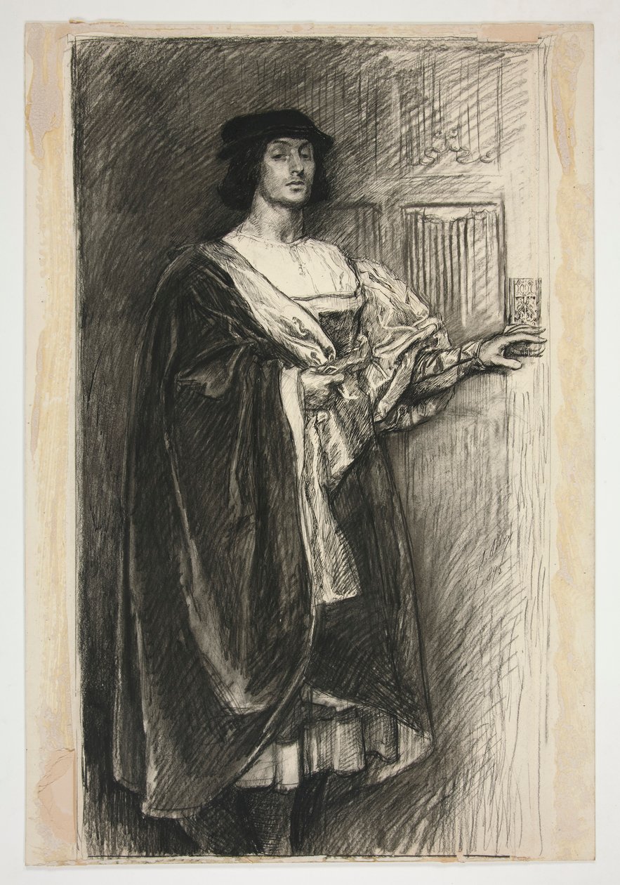 Homme en costume de la Renaissance - (illustration non identifiée pour une pièce de Shakespeare ?) - Edwin Austin Abbey