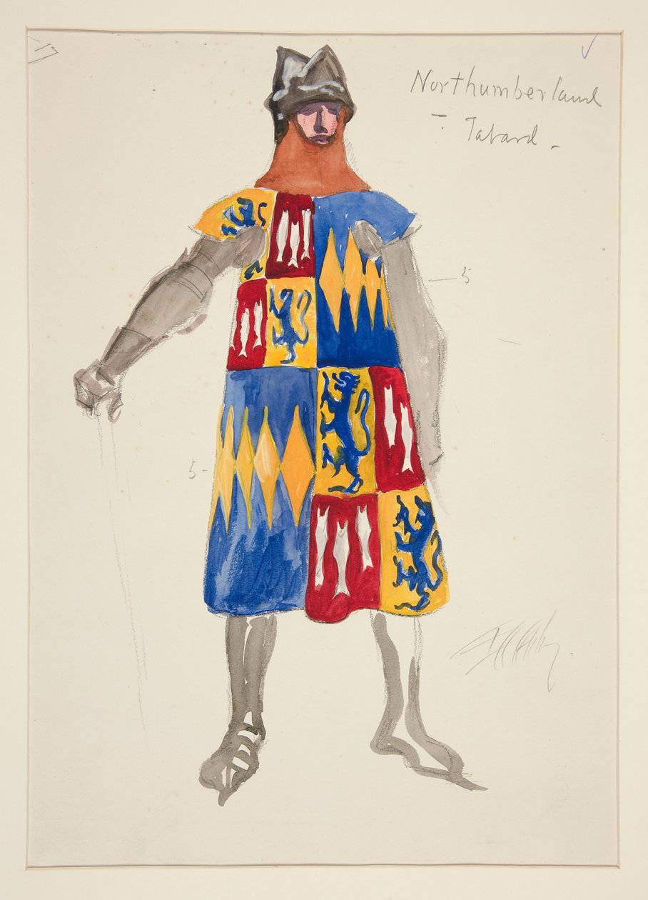 Northumberland - Tabard, croquis de costume pour Henry Irving - Edwin Austin Abbey