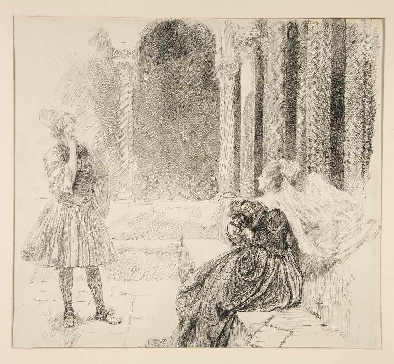 Olivia et Viola, illustration pour Acte I, Scène v, La Nuit des rois - Edwin Austin Abbey