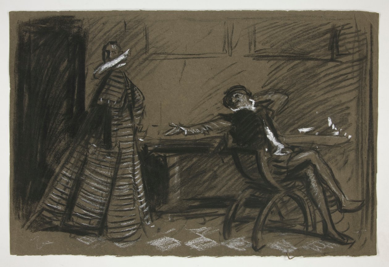 Petruchio plaisante avec Katharina - Acte II, Scène I, La Mégère apprivoisée - Edwin Austin Abbey