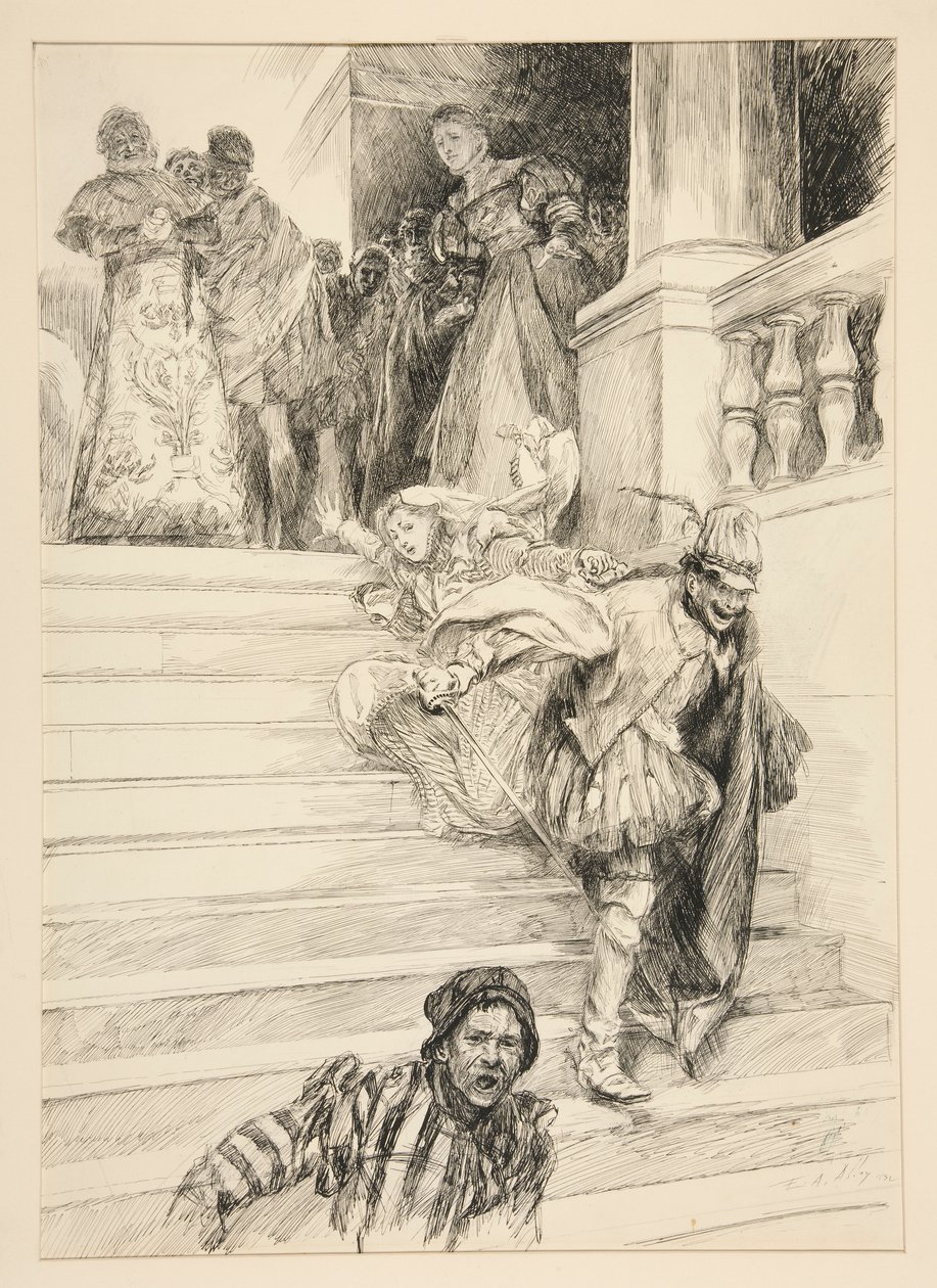 Petruchio emmène sa mariée, Acte III, Scène ii, La Mégère apprivoisée - Edwin Austin Abbey