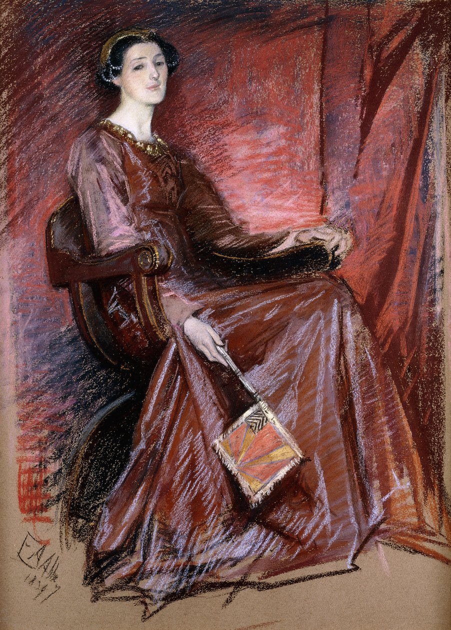 Femme assise portant une coiffe élisabéthaine, 1897 - Edwin Austin Abbey