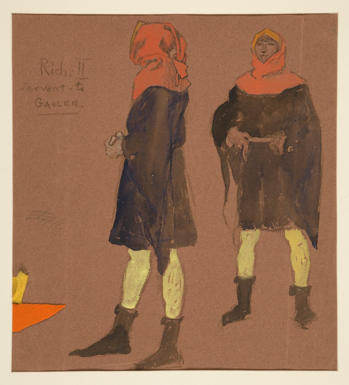 Sewart au geôlier, croquis de costume pour Richard II - Edwin Austin Abbey