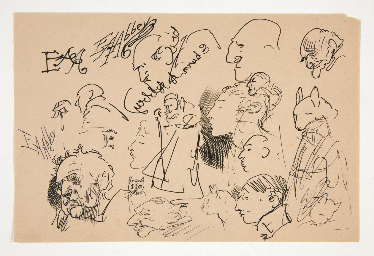 Feuille de croquis de têtes - Edwin Austin Abbey