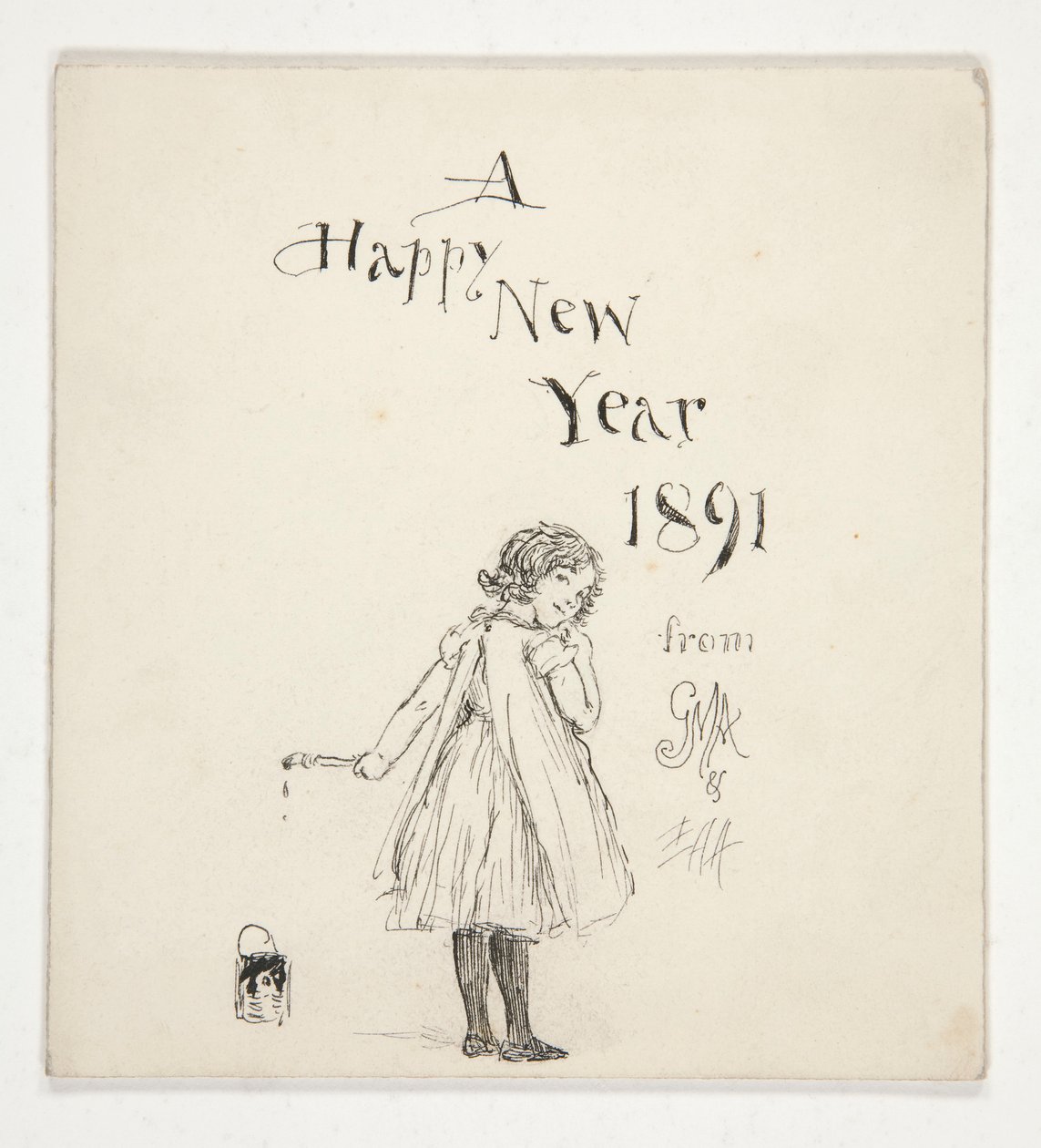 Croquis pour une carte de vœux : Bonne année 1891 de M.G.A. et E.A.A. - Edwin Austin Abbey