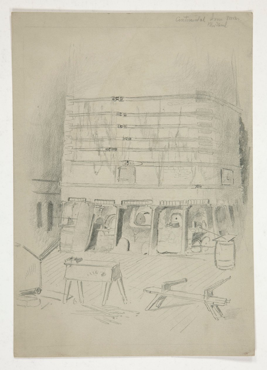 Esquisse des Continental Iron Works (?) [intérieur industriel] - Edwin Austin Abbey