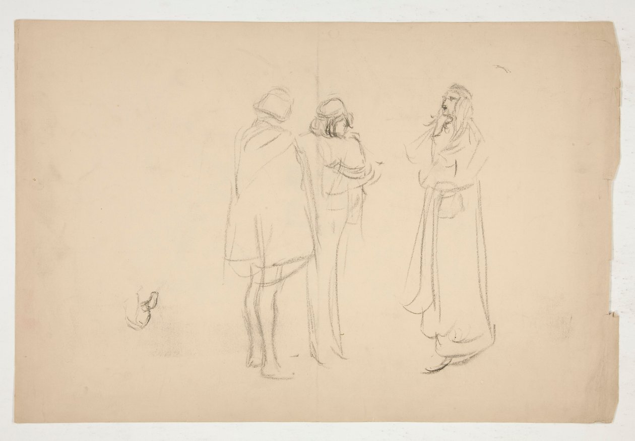 Esquisse de trois hommes, du Marchand de Venise - Edwin Austin Abbey