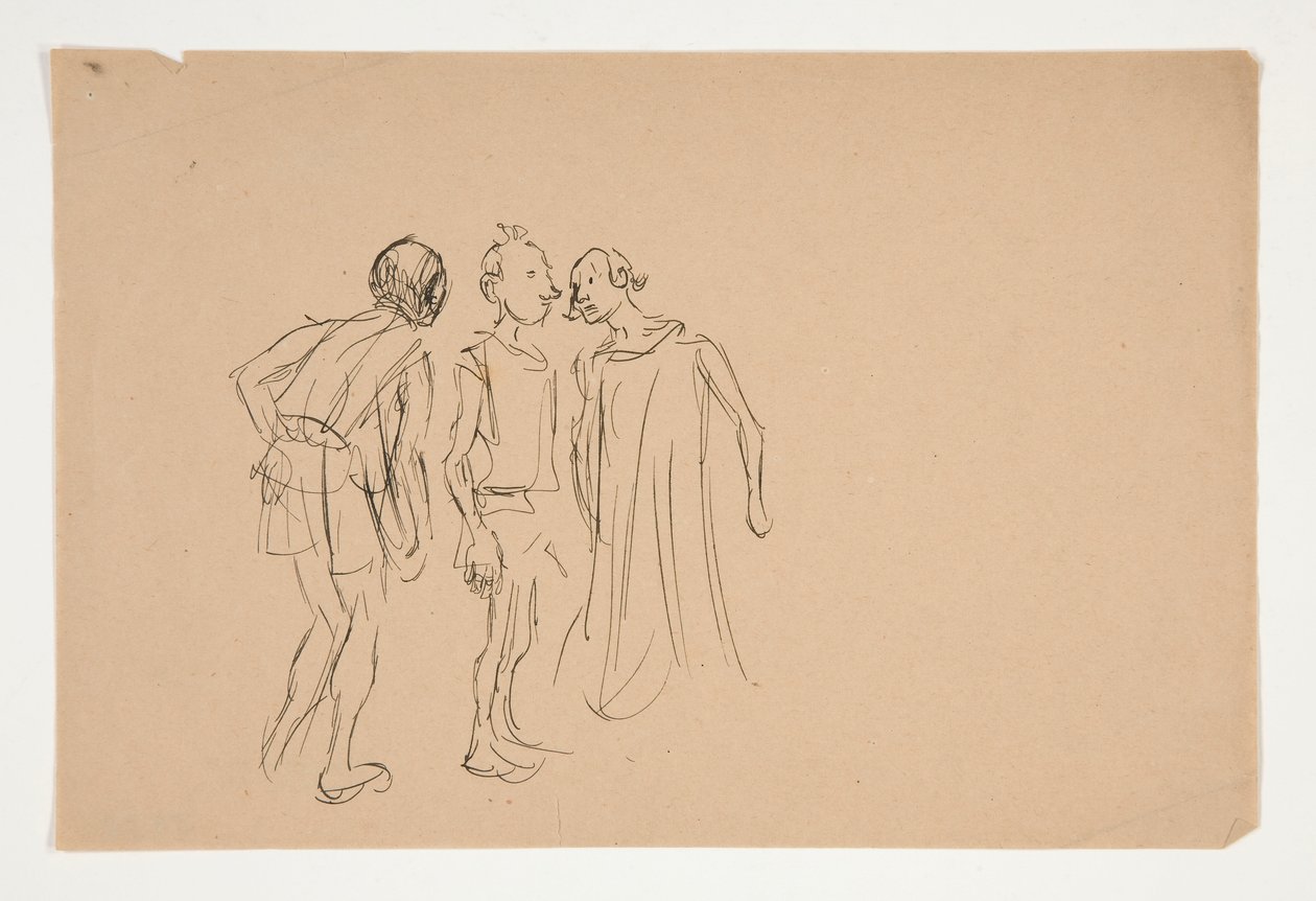 Croquis de trois hommes (étude pour 1937.1072?), de Merchant of Venice - Edwin Austin Abbey