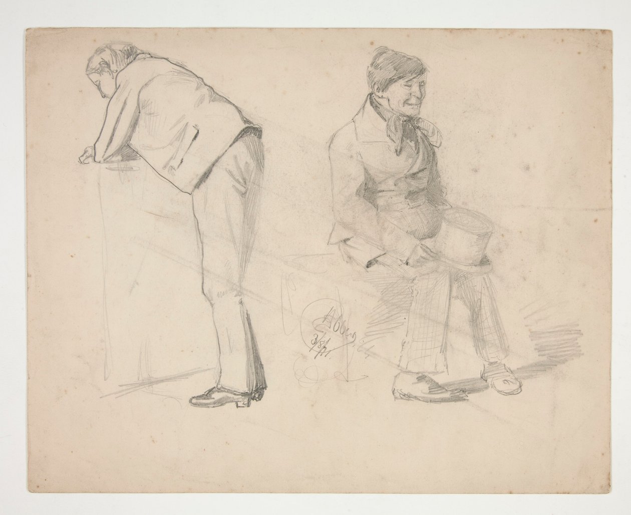 Esquisse de deux hommes - illustration non identifiée - Edwin Austin Abbey