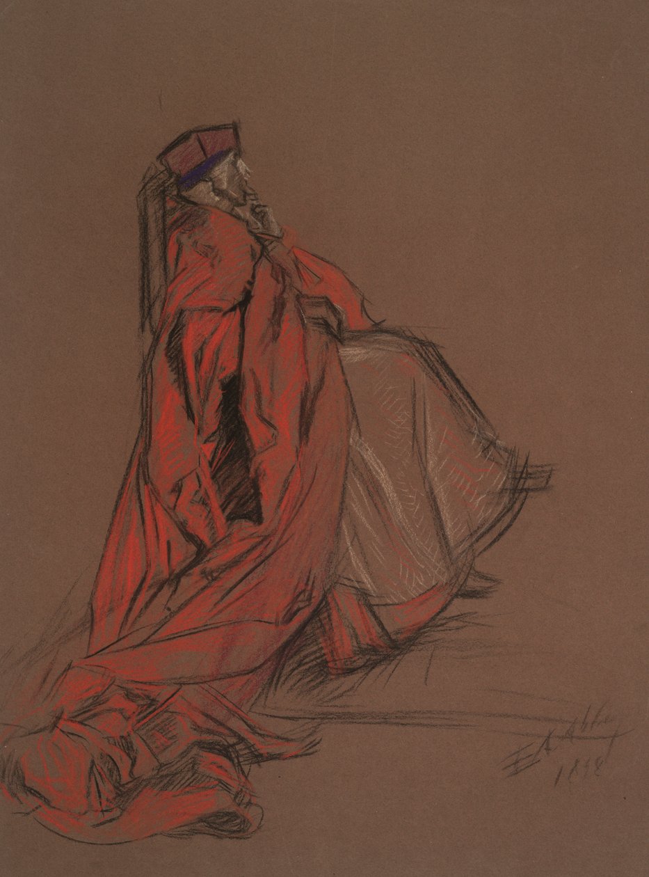 Étude pour le cardinal Woolsey pour le procès de Catherine - Edwin Austin Abbey
