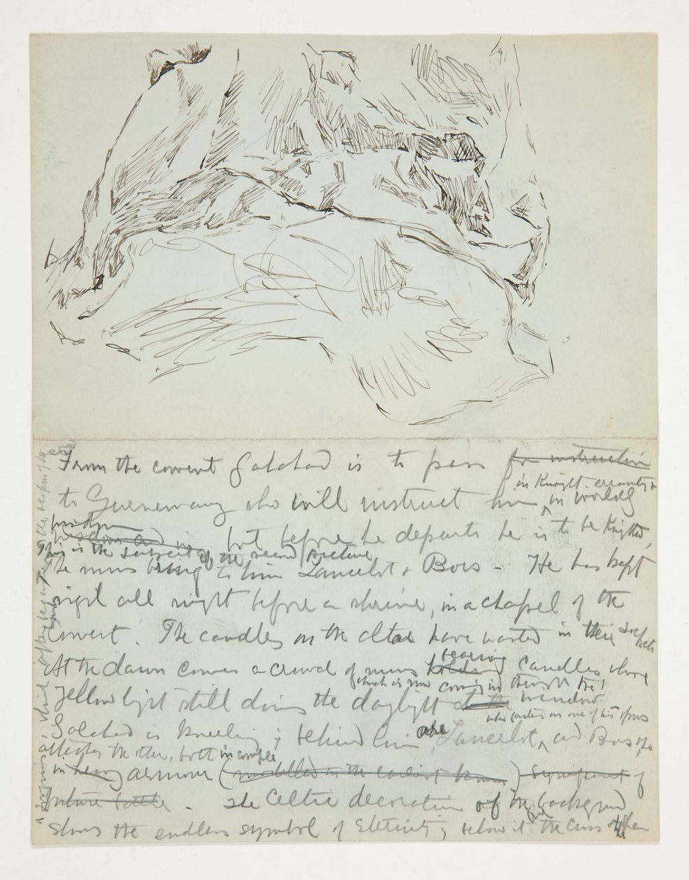 Étude pour La Quête du Saint Graal (série de quinze peintures pour la bibliothèque publique de Boston, achevée en 1901) : étude de draperie - Edwin Austin Abbey