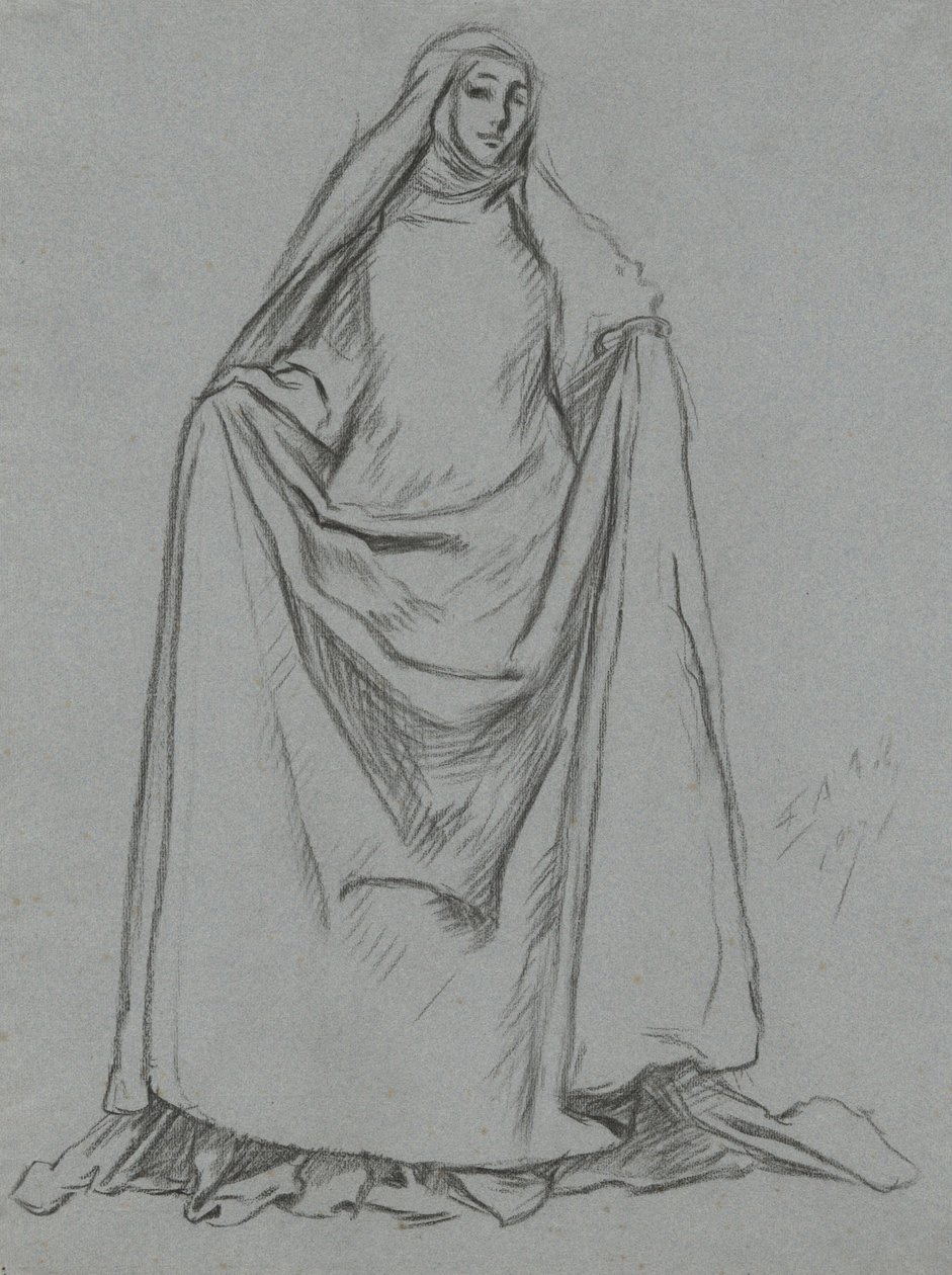 Étude de figure féminine (verso : figure masculine) - Edwin Austin Abbey