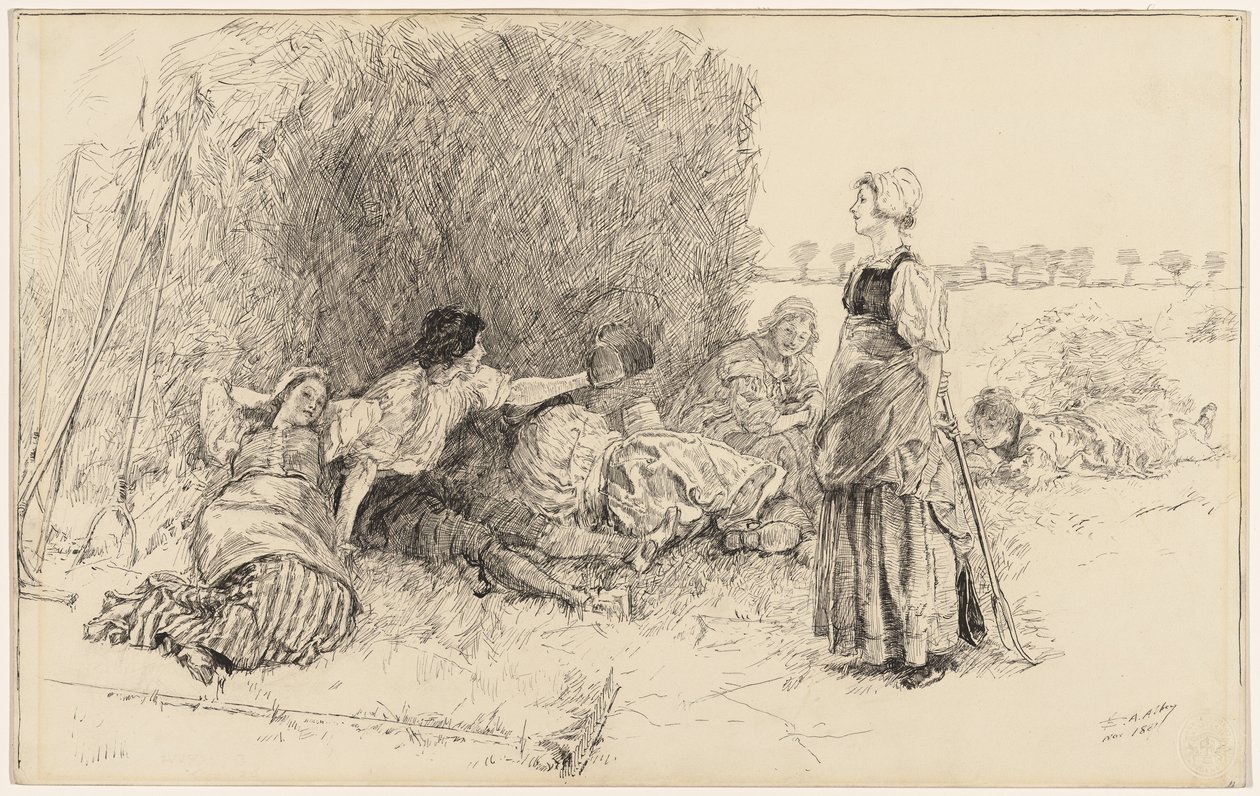 Les moissonneurs, illustration pour « La bouteille de cuir » - Edwin Austin Abbey