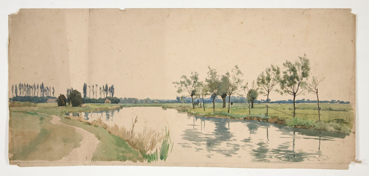 Arbres bordant une rive - Edwin Austin Abbey