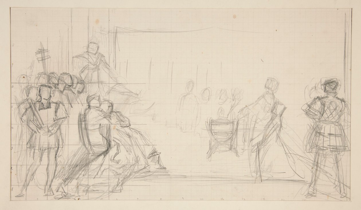 Procès de la reine Catherine, étude - Edwin Austin Abbey