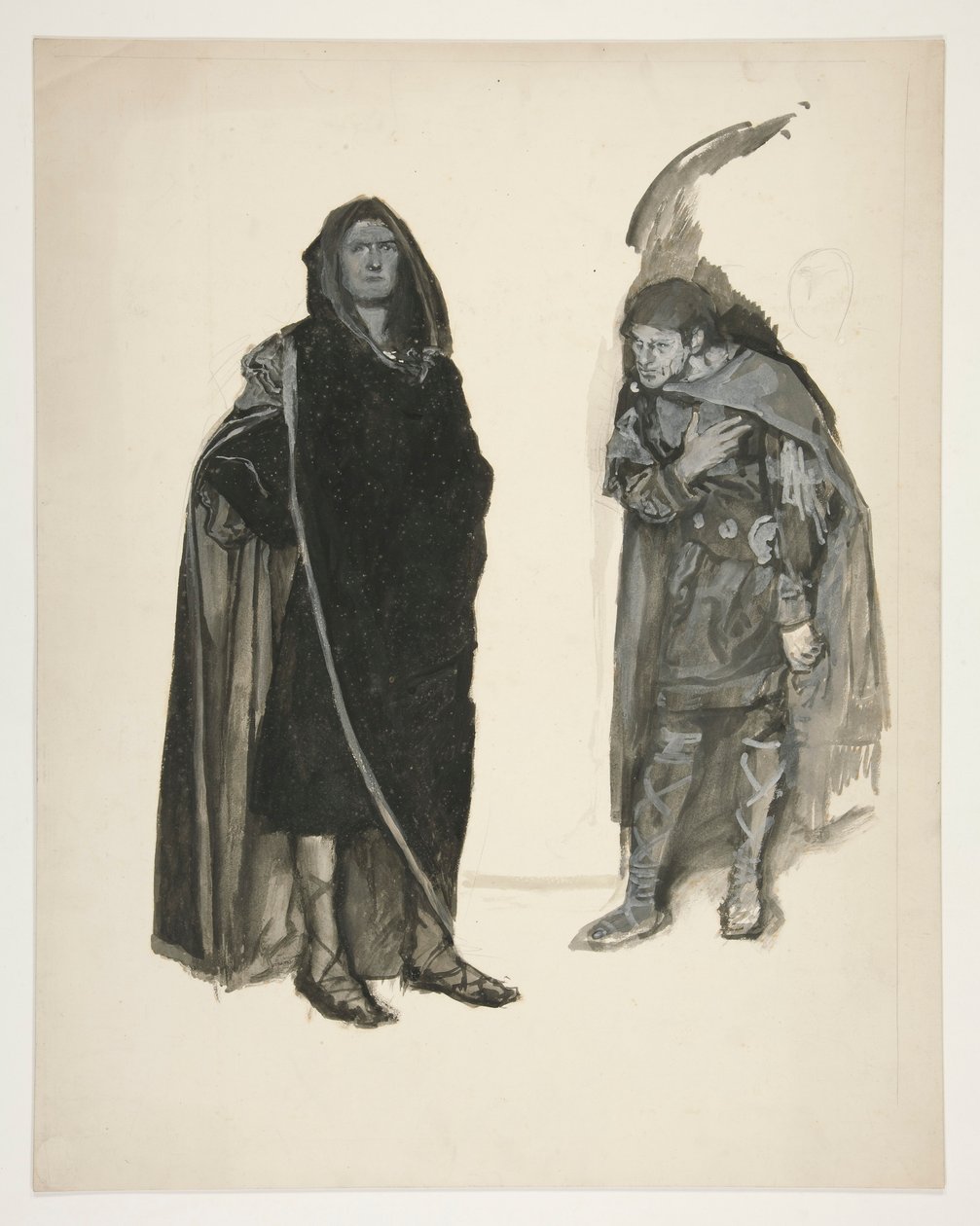 Deux hommes en manteau, croquis pour une pièce de Shakespeare non identifiée - Edwin Austin Abbey