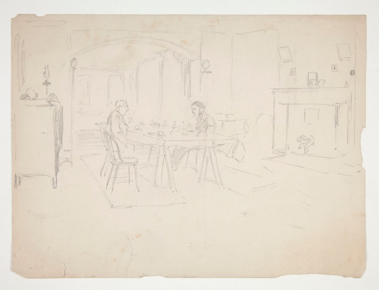 Deux hommes à table dans un intérieur - Edwin Austin Abbey