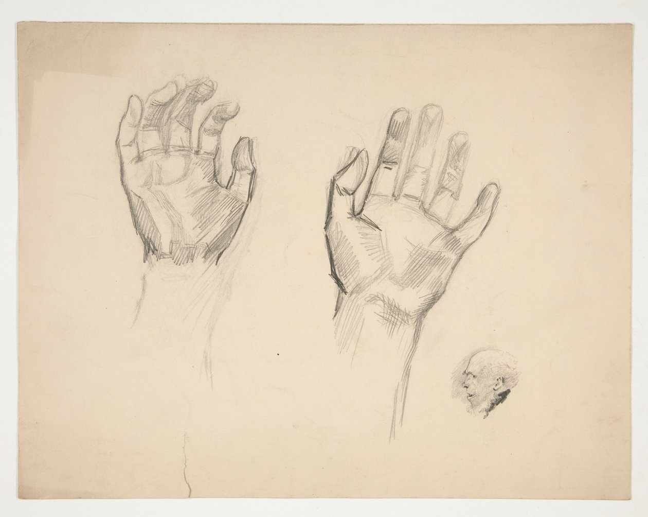 Deux croquis : croquis de deux mains ; croquis d