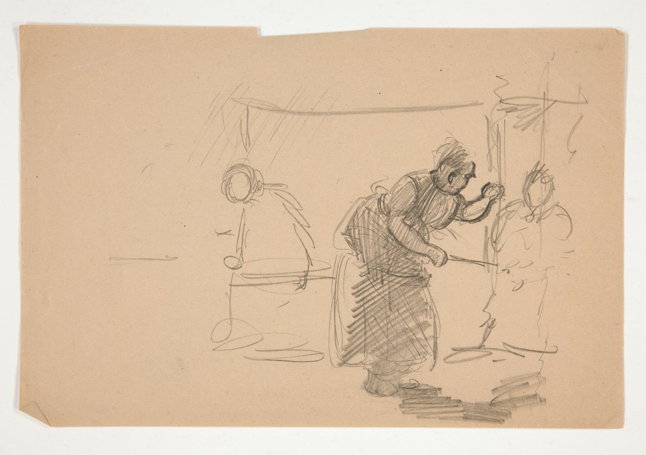Illustration non identifiée - Étude de cuisine avec figure - Edwin Austin Abbey