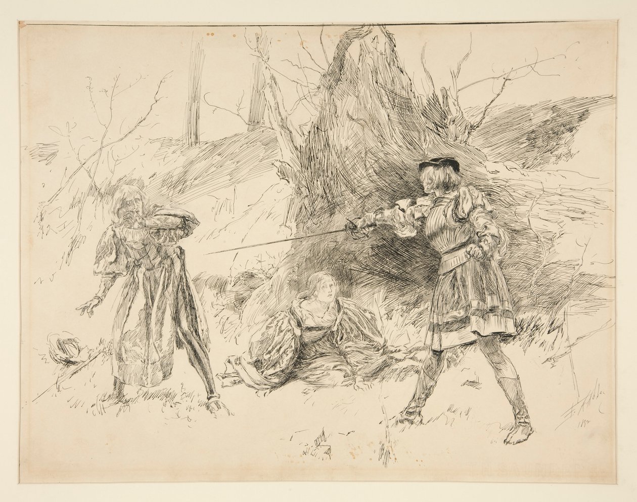 Valentine sauve Sylvia, Acte V, Scène iv, Les Deux Gentilshommes de Vérone - Edwin Austin Abbey