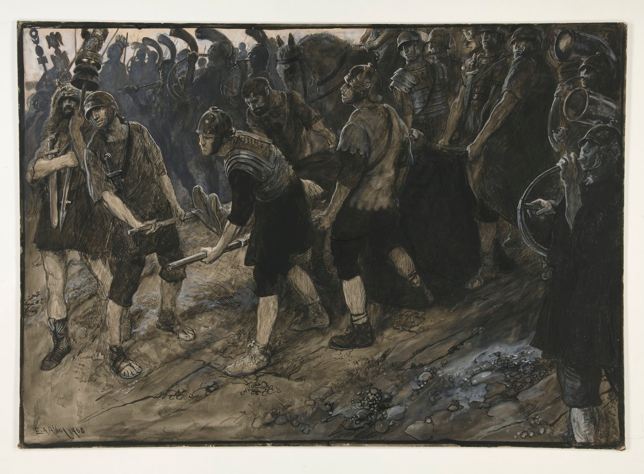 Ventidius entre en triomphe, le corps mort de Pacorus porté devant lui, Acte III, scène i, Antoine et Cléopâtre - Edwin Austin Abbey