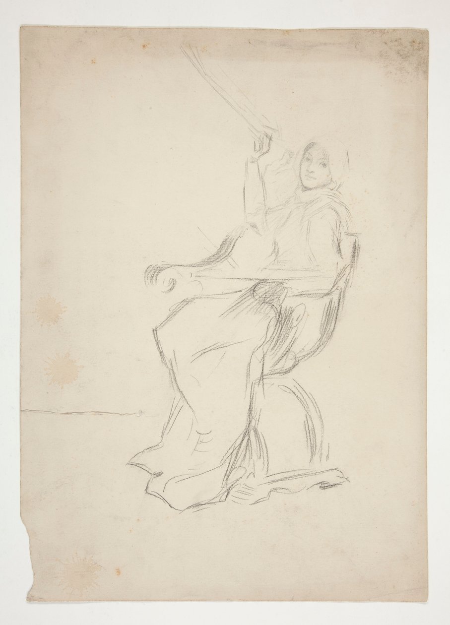 Femme assise sur une chaise (recto); Deux croquis architecturaux non identifiés (verso) - Edwin Austin Abbey