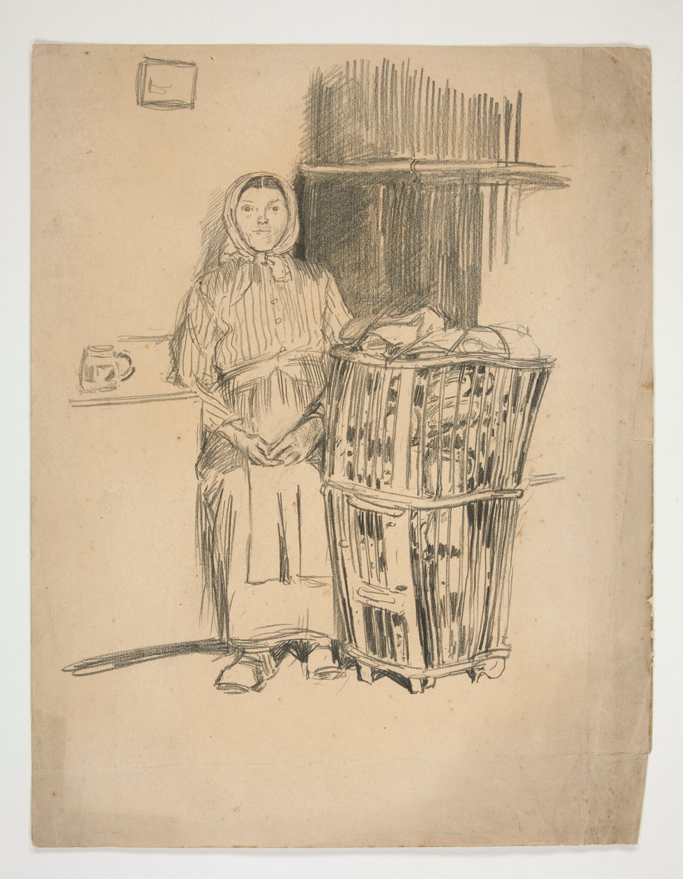 Femme avec panier à linge (?) - illustration non identifiée - Edwin Austin Abbey