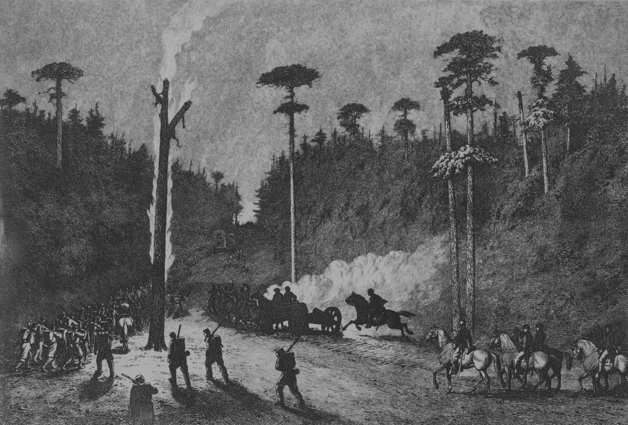 Une marche de nuit, planche 16 de Life Studies of the Great Army - Edwin Austin Forbes