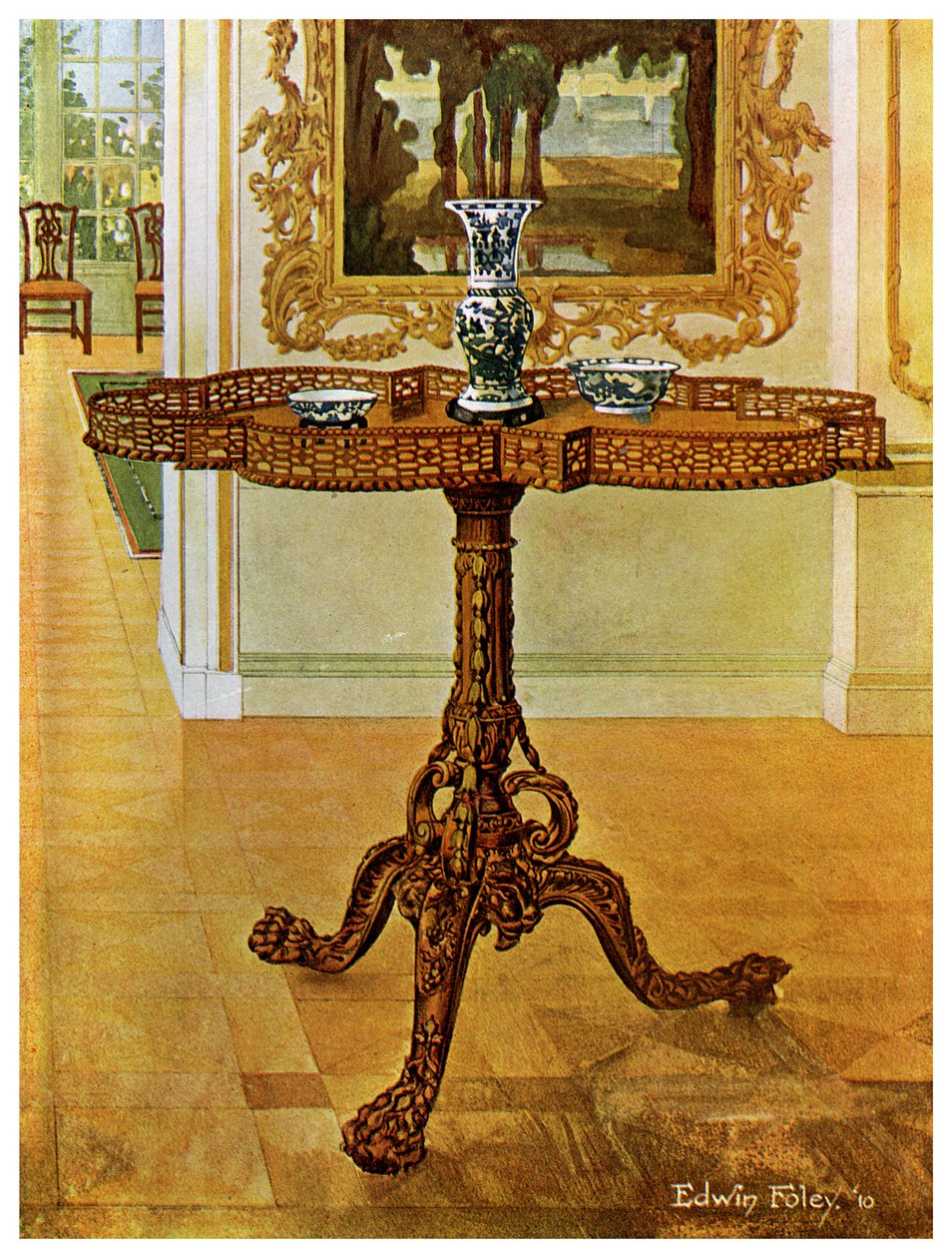 Table de galerie à bordure festonnée, École Chippendale, 1911-1912 - Edwin Foley
