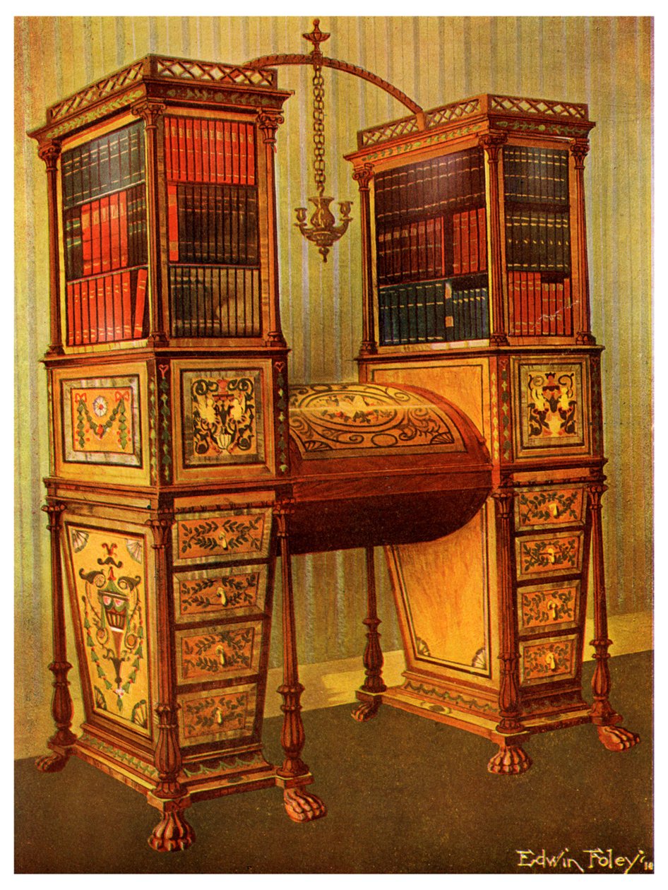 Le secrétaire double incrusté et la bibliothèque de la sœur, Sheraton, 1911-1912 - Edwin Foley